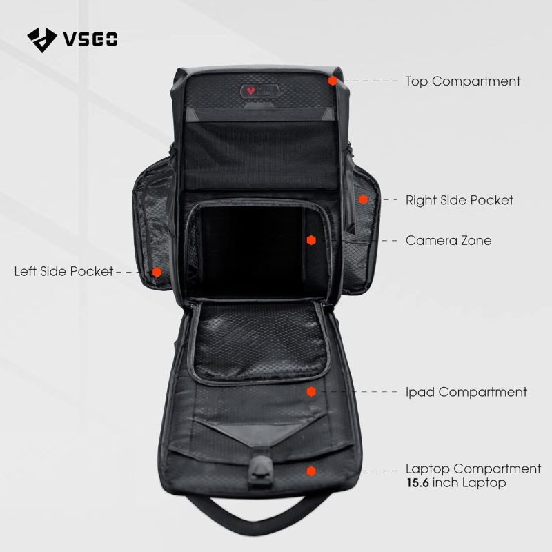 Professional Camera Backpack for DSLR/SLR, Compatible with Sony Canon Nikon Cameras, DJI RSC2 Gimbals, Tripod, 15.6" Laptop, Lenses & Accessories – Waterproof TPU Canvas, Travel & Outdoor Use - Image 2