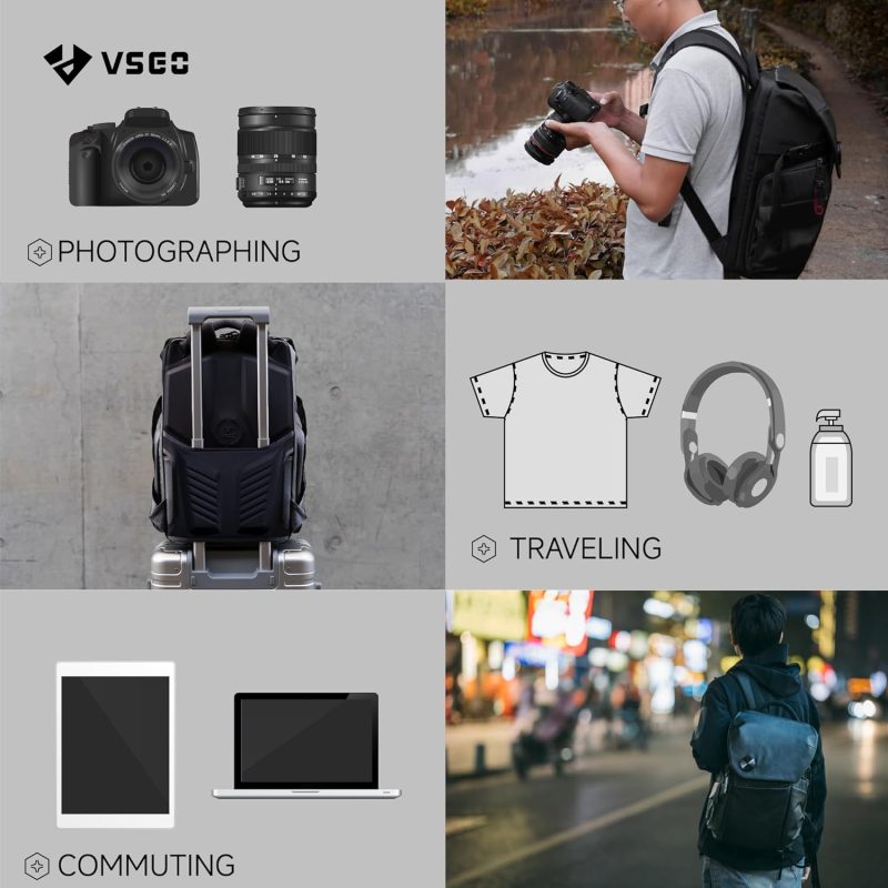 Professional Camera Backpack for DSLR/SLR, Compatible with Sony Canon Nikon Cameras, DJI RSC2 Gimbals, Tripod, 15.6" Laptop, Lenses & Accessories – Waterproof TPU Canvas, Travel & Outdoor Use - Image 8
