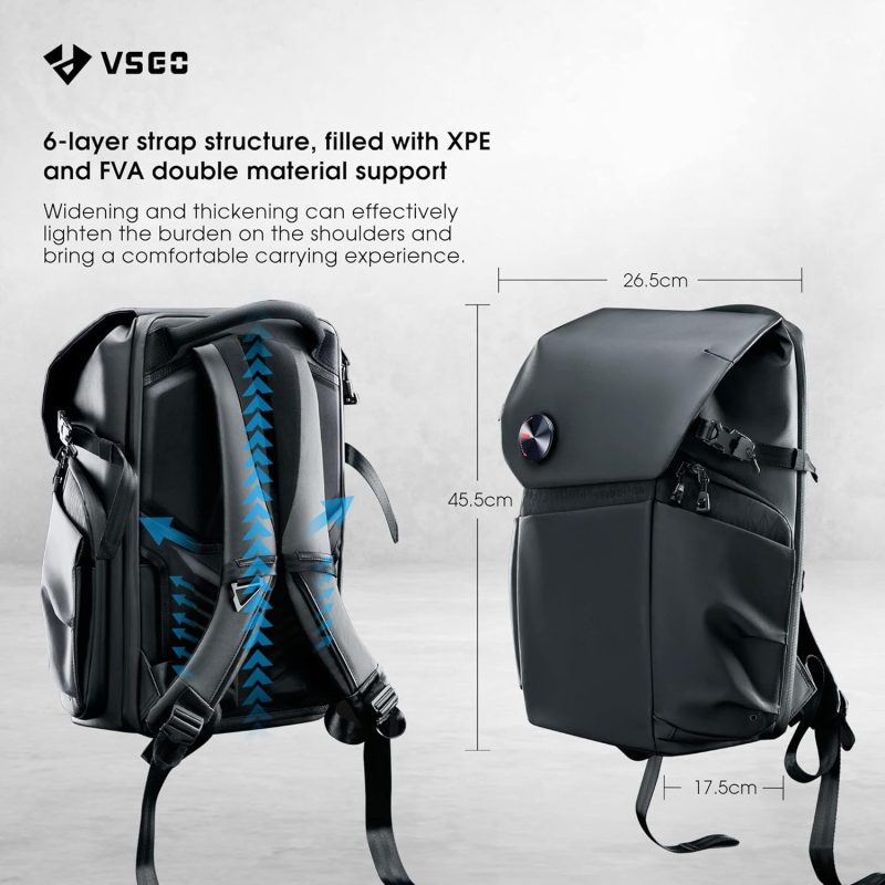 Professional Camera Backpack for DSLR/SLR, Compatible with Sony Canon Nikon Cameras, DJI RSC2 Gimbals, Tripod, 15.6" Laptop, Lenses & Accessories – Waterproof TPU Canvas, Travel & Outdoor Use - Image 3