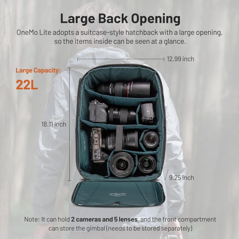 Lite Camera Backpack 22L for DJI, Sony, Canon, Nikon, OSMO Action/Pocket, DSLR/SLR Mirrorless, Camera Tripod Photographer Bag Gift, Camera Pack Black, Weekend Bag - Image 2