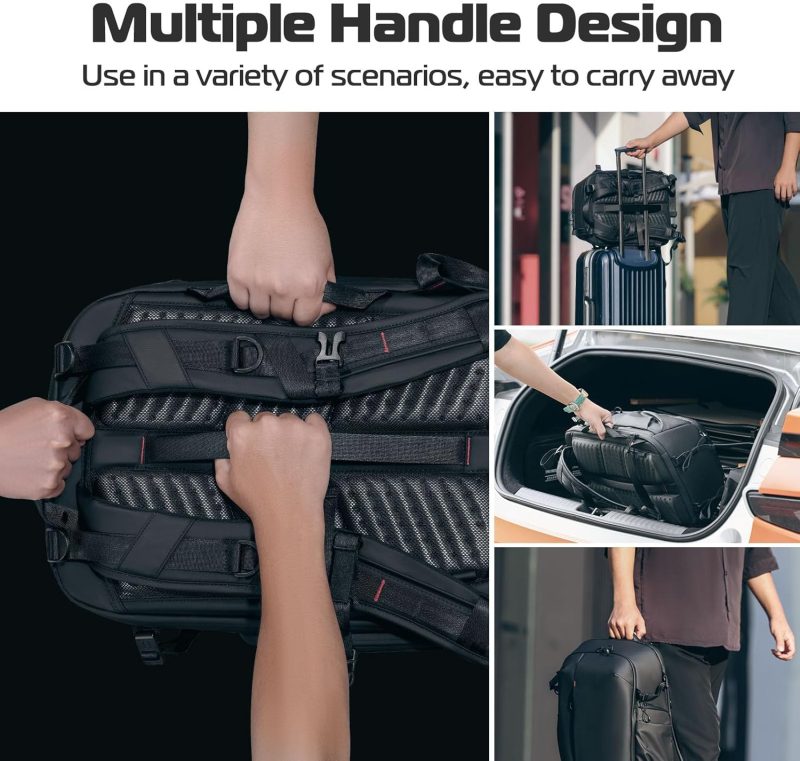 Camera Backpack Professional Bag, Water-Resistant Photography Camera Case Anti Theft Travel for Photographers DSLR Mirrorless Camera Lens Tripod Holder 16" Laptop Black 22L - Image 8