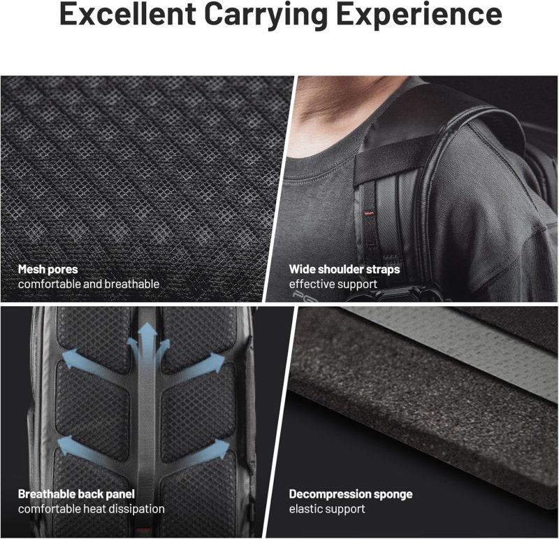 Lite Camera Backpack 22L for DJI, Sony, Canon, Nikon, OSMO Action/Pocket, DSLR/SLR Mirrorless, Camera Tripod Photographer Bag Gift, Camera Pack Black, Weekend Bag - Image 6
